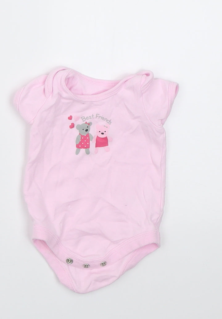 BHS Girls Pink Cotton Babygrow One-Piece Size Newborn Button - Best Friends
