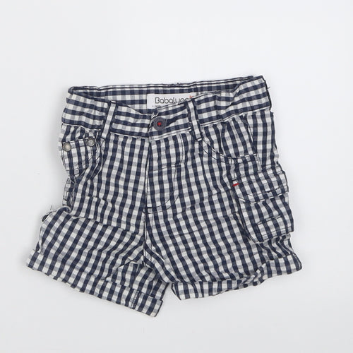 Babaluno Boys Blue Check Cotton Cropped Trousers Size 6-9 Months  Button