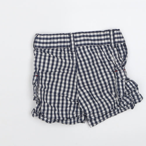 Babaluno Boys Blue Check Cotton Cropped Trousers Size 6-9 Months  Button