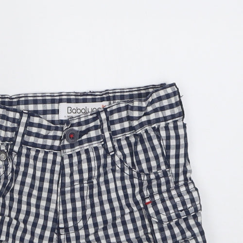 Babaluno Boys Blue Check Cotton Cropped Trousers Size 6-9 Months  Button