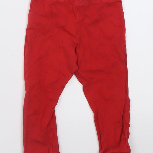 F&F Girls Red  Cotton Capri Trousers Size 9-12 Months  Tie