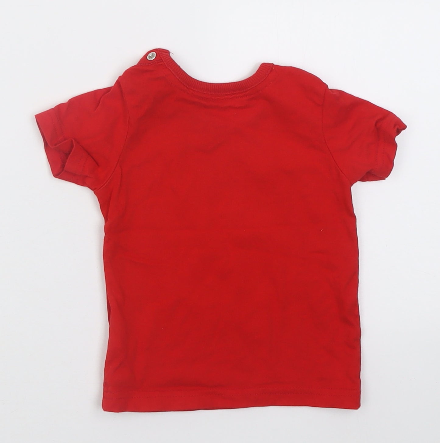 George Boys Red  Cotton Basic T-Shirt Size 6-9 Months Crew Neck Button - super fast