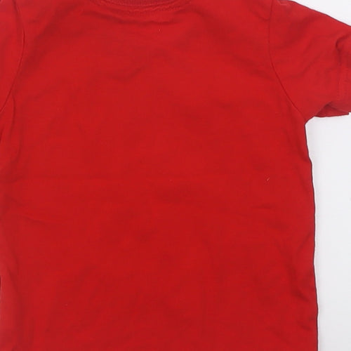 George Boys Red  Cotton Basic T-Shirt Size 6-9 Months Crew Neck Button - super fast
