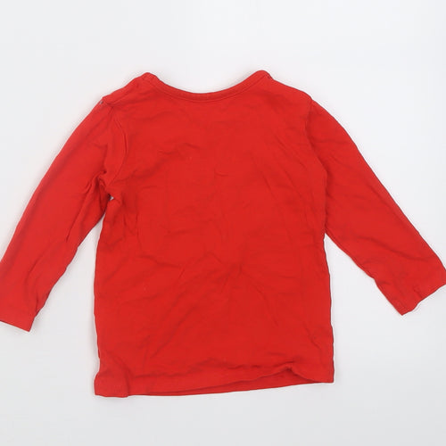 George Baby Red  Cotton Basic Casual Size 9-12 Months Crew Neck Pullover - Team Santa