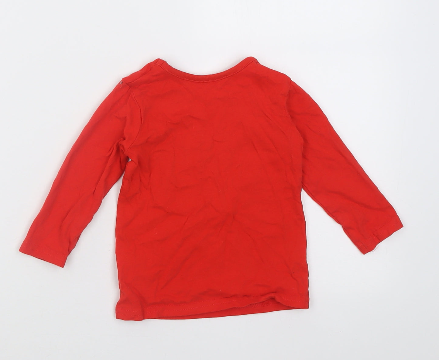 George Baby Red  Cotton Basic Casual Size 9-12 Months Crew Neck Pullover - Team Santa