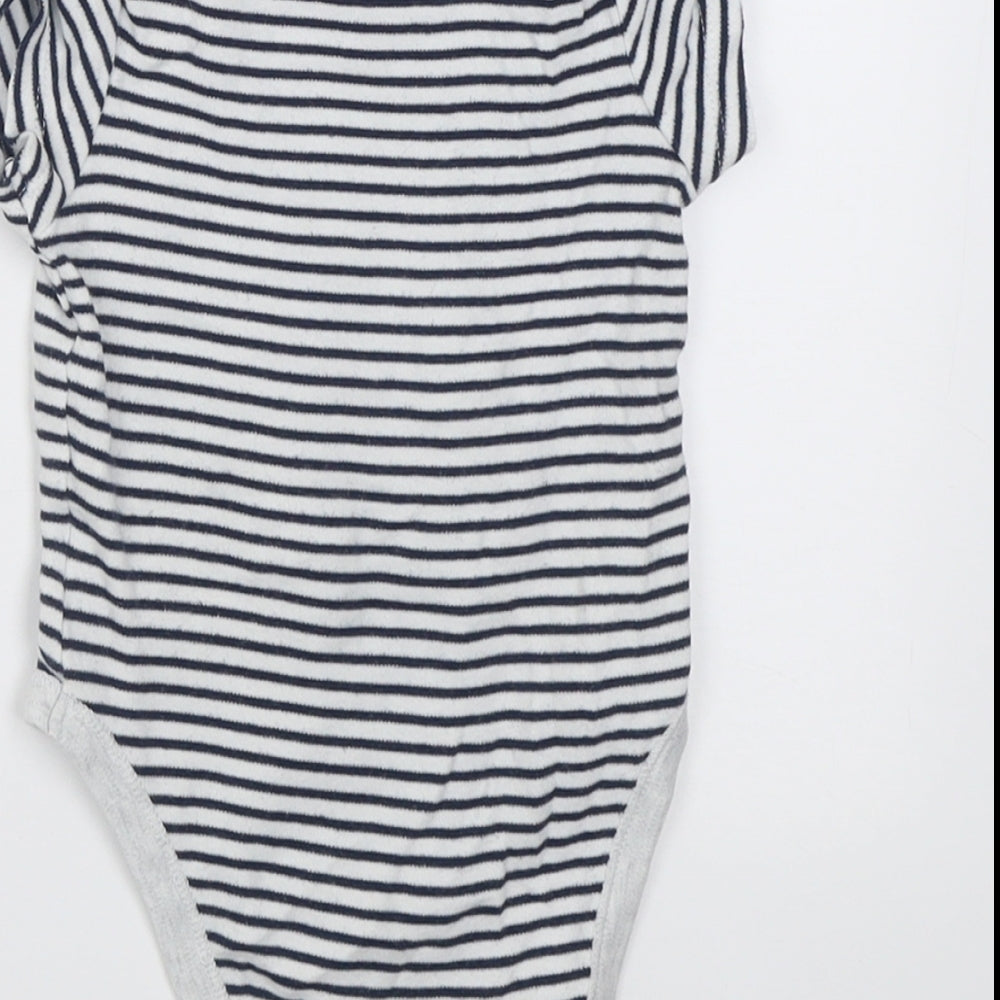 Primark Baby Grey Striped Cotton Babygrow One-Piece Size 9-12 Months  Button - I Woke up this cute