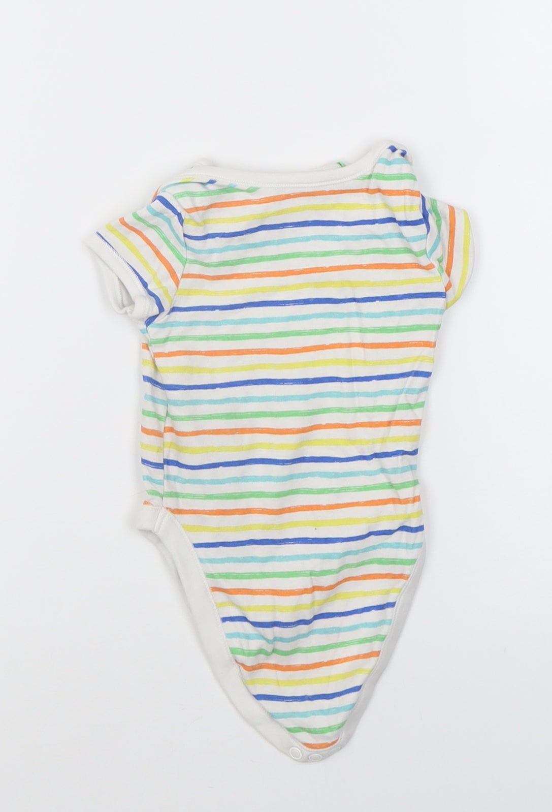 Primark Baby Multicoloured Striped Cotton Babygrow One-Piece Size 3-6 Months  Button