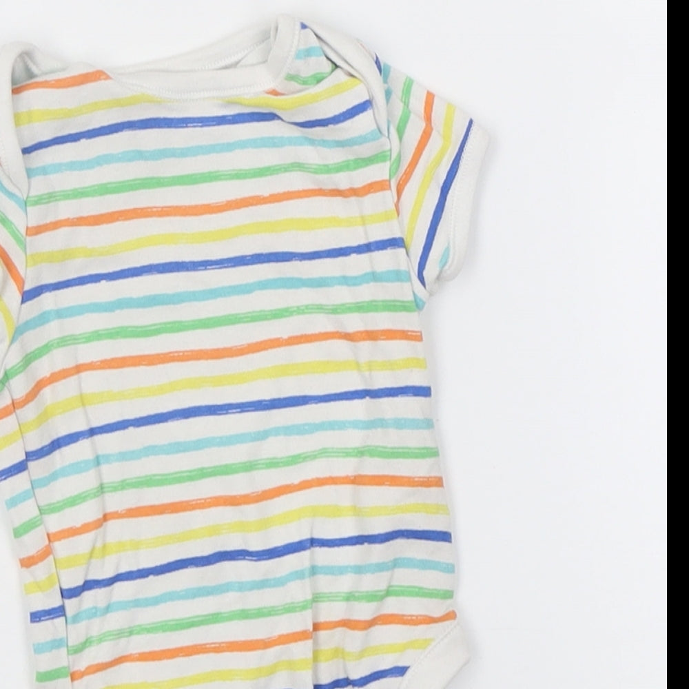 Primark Baby Multicoloured Striped Cotton Babygrow One-Piece Size 3-6 Months  Button