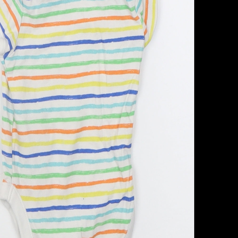 Primark Baby Multicoloured Striped Cotton Babygrow One-Piece Size 3-6 Months  Button