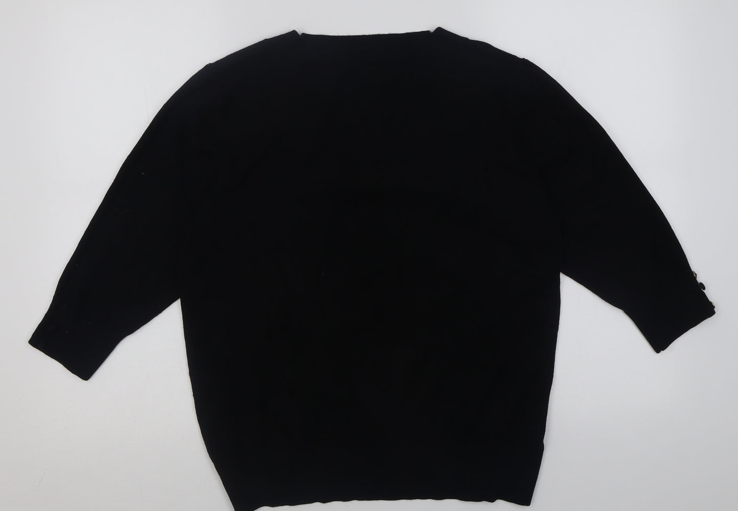 EWM Womens Black Square Neck  Polyamide Pullover Jumper Size 18