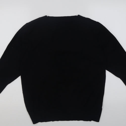 EWM Womens Black Square Neck  Polyamide Pullover Jumper Size 18