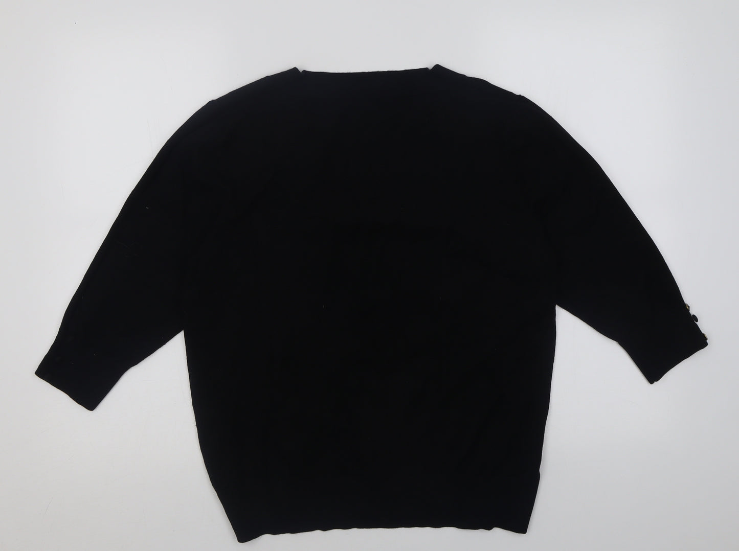 EWM Womens Black Square Neck  Polyamide Pullover Jumper Size 18