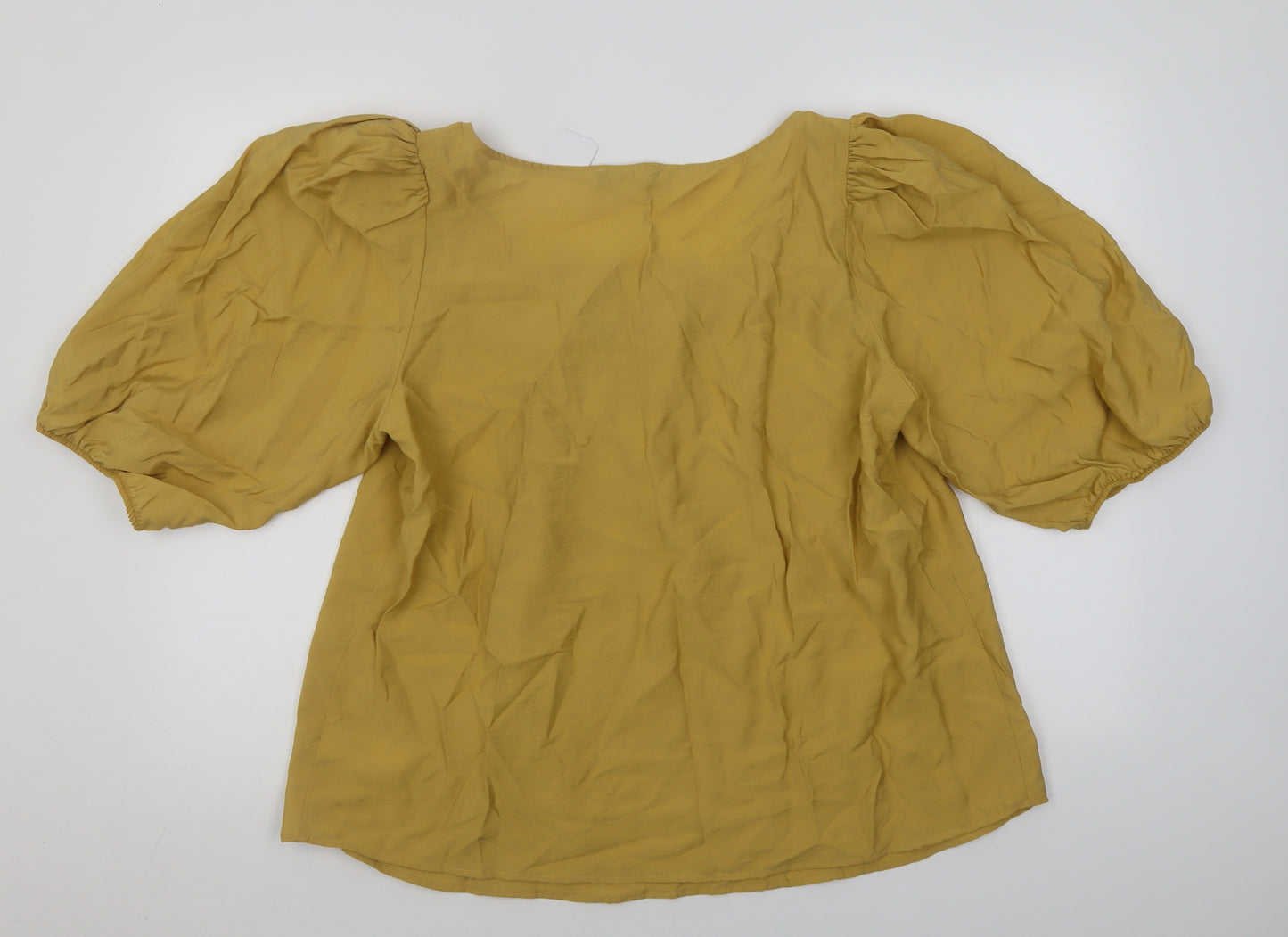 F&F Womens Yellow  Viscose Basic Blouse Size 18 Square Neck