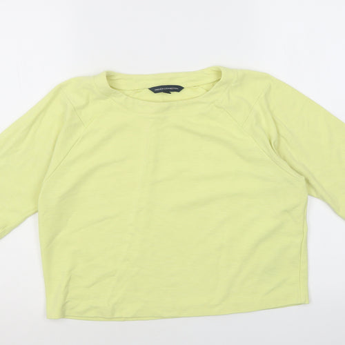 French Connection Womens Yellow  Viscose Cropped T-Shirt Size M Crew Neck