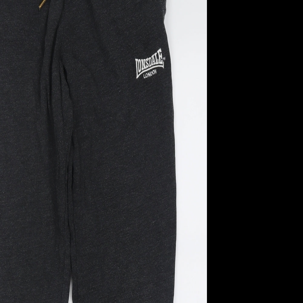 Lonsdale Mens Grey  Polyester Jogger Trousers Size M L30 in Regular Tie
