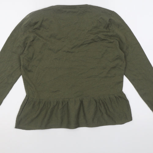 Marks and Spencer Womens Green V-Neck  Acrylic Pullover Jumper Size 14