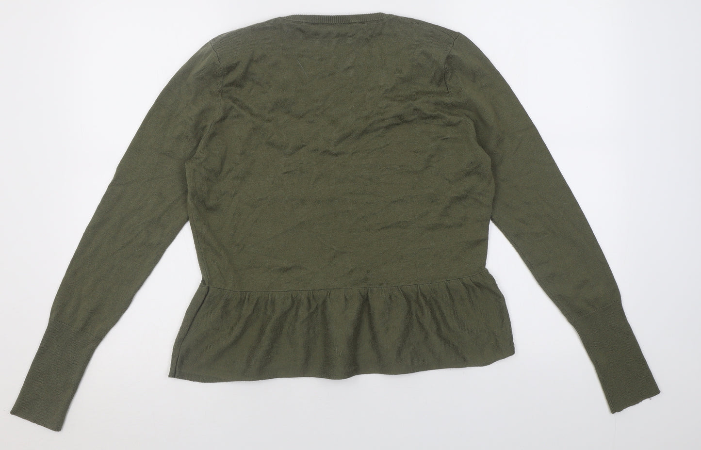Marks and Spencer Womens Green V-Neck  Acrylic Pullover Jumper Size 14