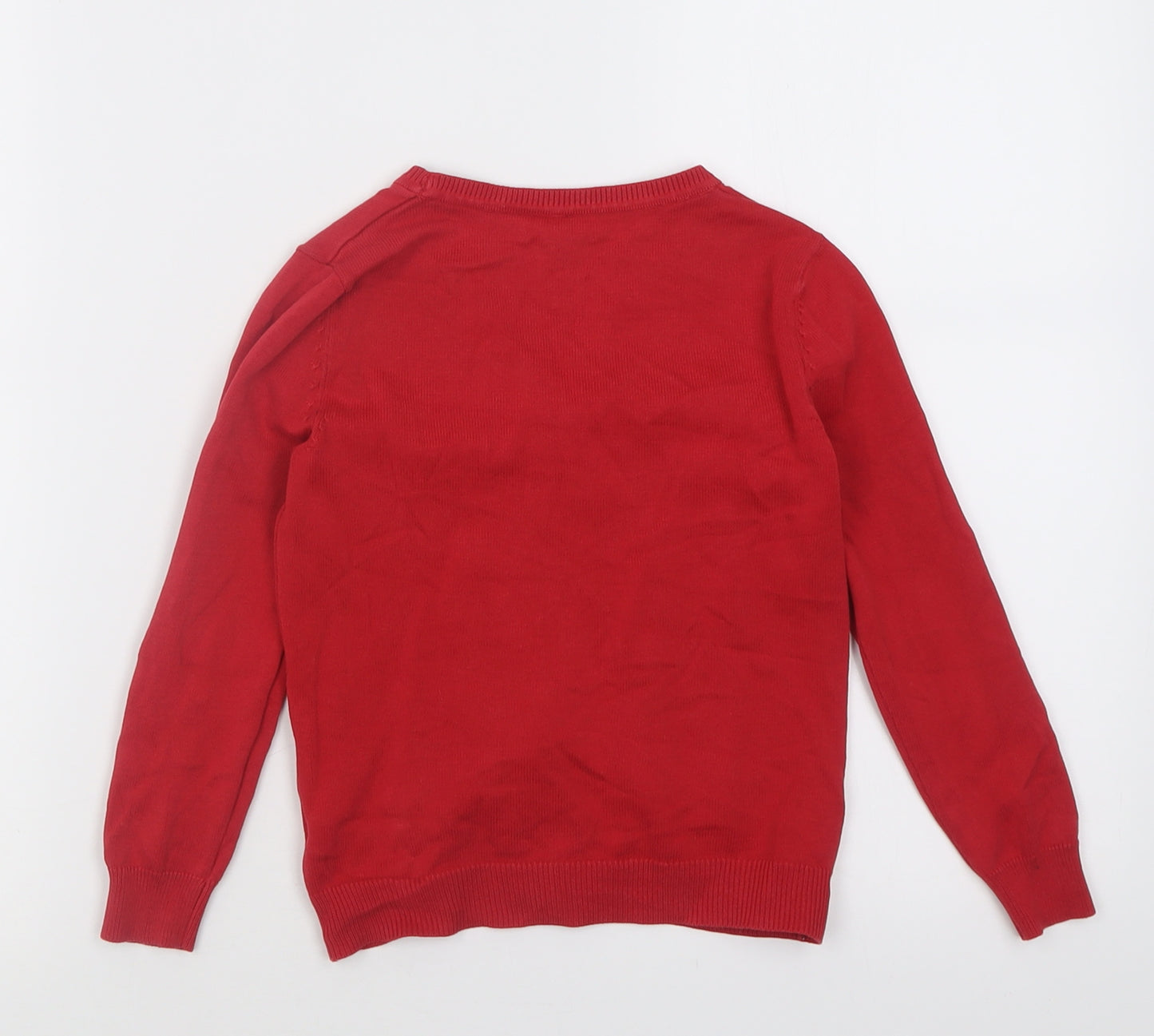 George Girls Red V-Neck  Cotton Cardigan Jumper Size 5-6 Years  Button - School Wear