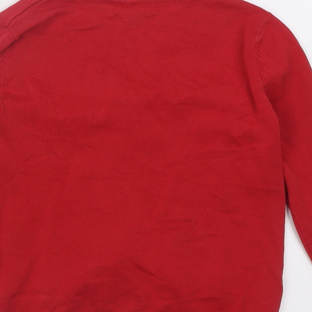 George Girls Red V-Neck  Cotton Cardigan Jumper Size 5-6 Years  Button - School Wear