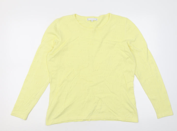 Lakeland Womens Yellow Crew Neck  Viscose Pullover Jumper Size M