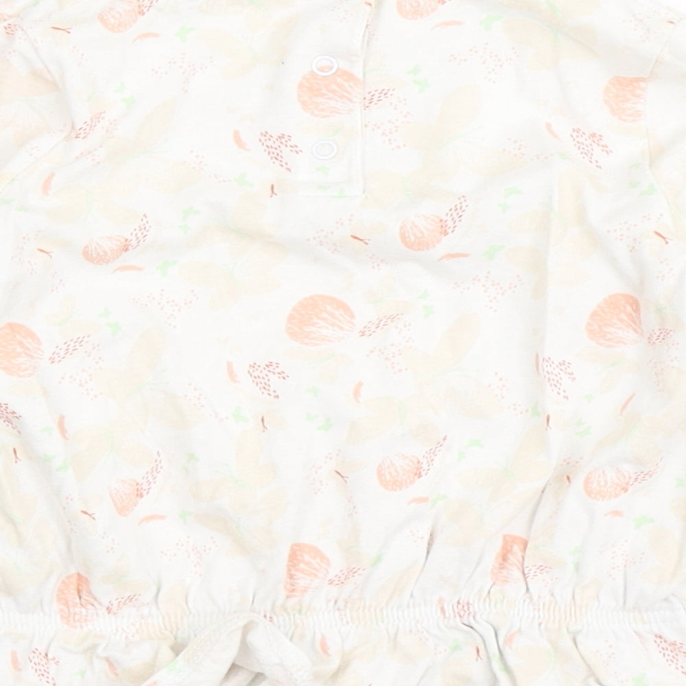 Vertbaudet Girls Ivory  100% Cotton Basic T-Shirt Size 2 Years Round Neck Pullover - Butterfly