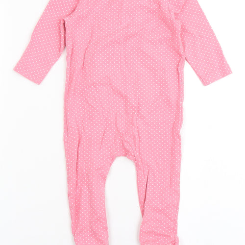 George Girls Pink Polka Dot 100% Cotton Babygrow One-Piece Size 6-9 Months  Snap - Bunny Rabbit