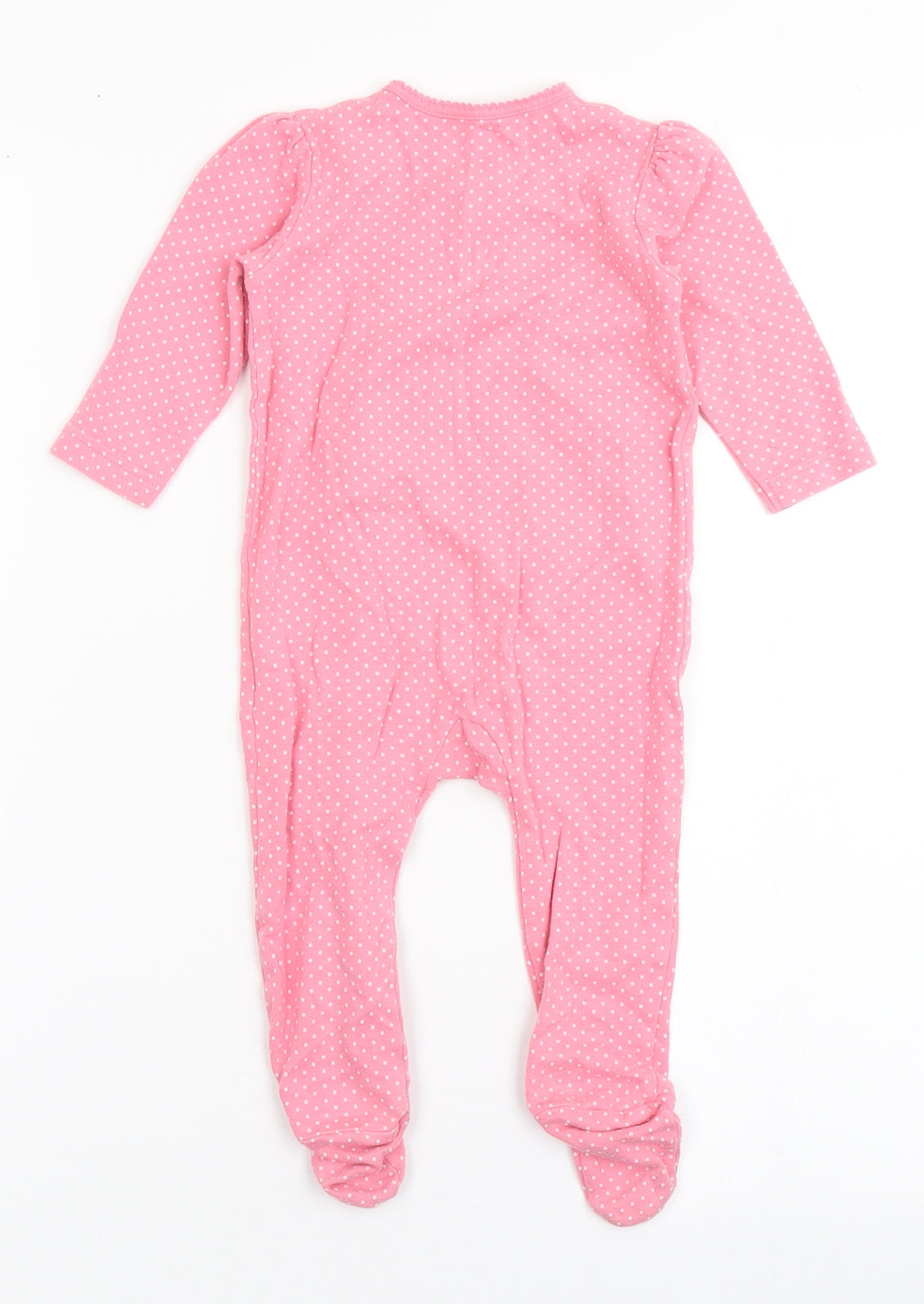 George Girls Pink Polka Dot 100% Cotton Babygrow One-Piece Size 6-9 Months  Snap - Bunny Rabbit