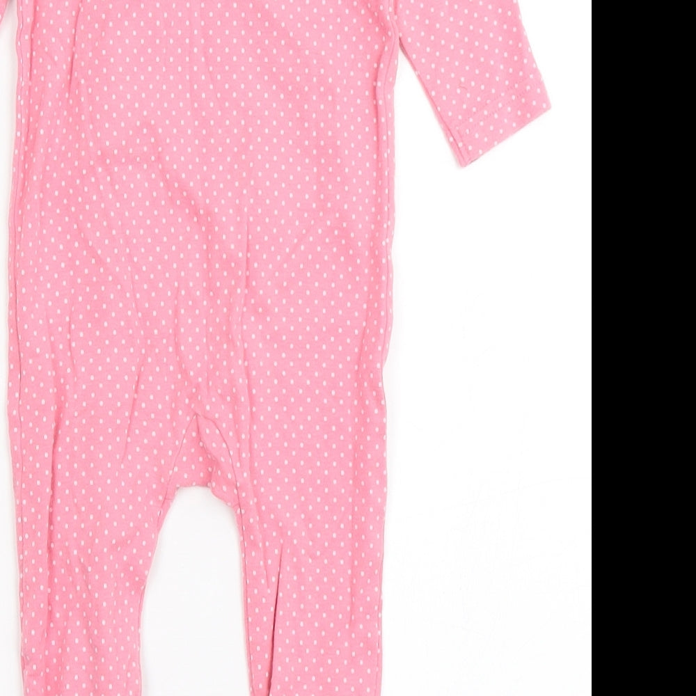 George Girls Pink Polka Dot 100% Cotton Babygrow One-Piece Size 6-9 Months  Snap - Bunny Rabbit