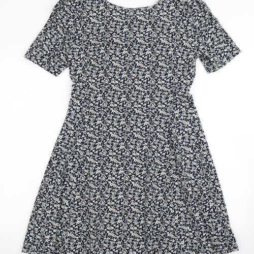 NEXT Womens Blue Floral Polyester A-Line  Size 10  Round Neck Pullover