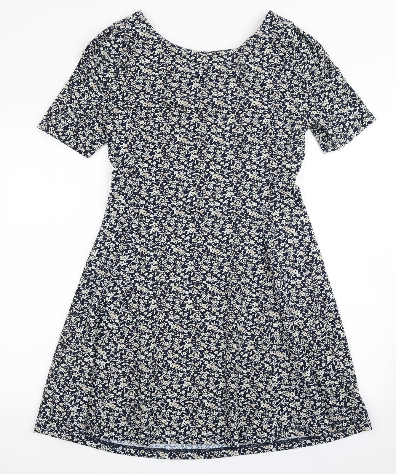 NEXT Womens Blue Floral Polyester A-Line  Size 10  Round Neck Pullover