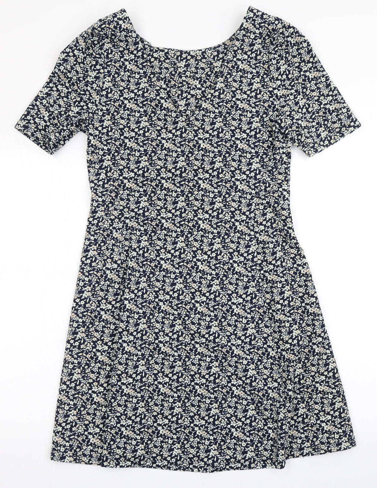 NEXT Womens Blue Floral Polyester A-Line  Size 10  Round Neck Pullover