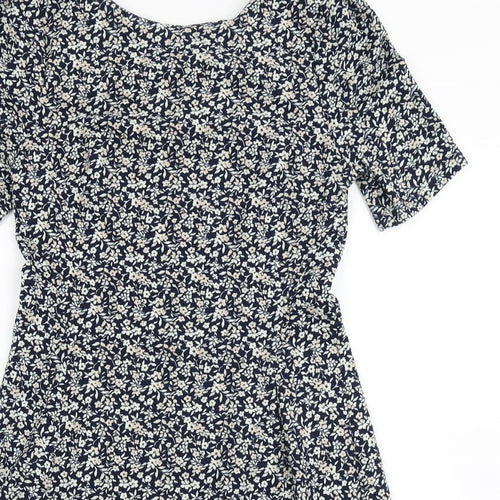 NEXT Womens Blue Floral Polyester A-Line  Size 10  Round Neck Pullover