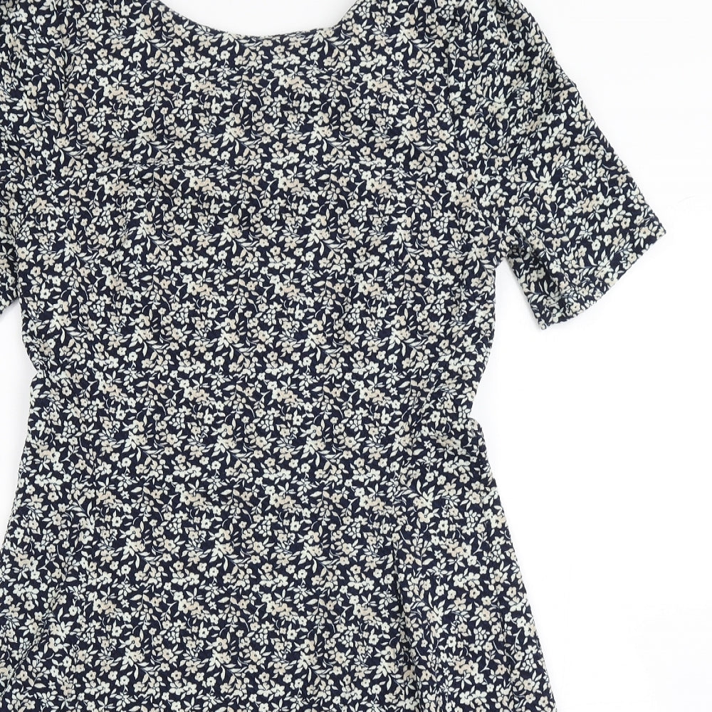 NEXT Womens Blue Floral Polyester A-Line  Size 10  Round Neck Pullover