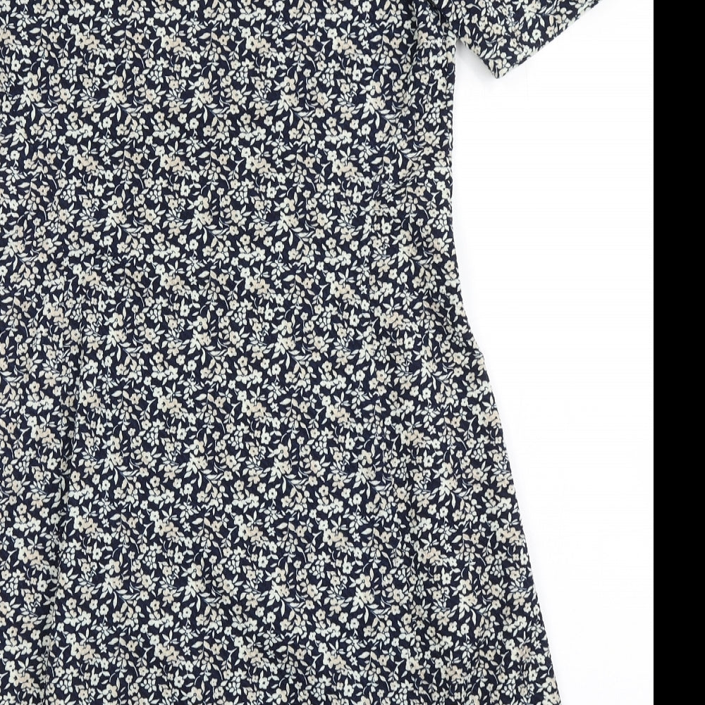 NEXT Womens Blue Floral Polyester A-Line  Size 10  Round Neck Pullover