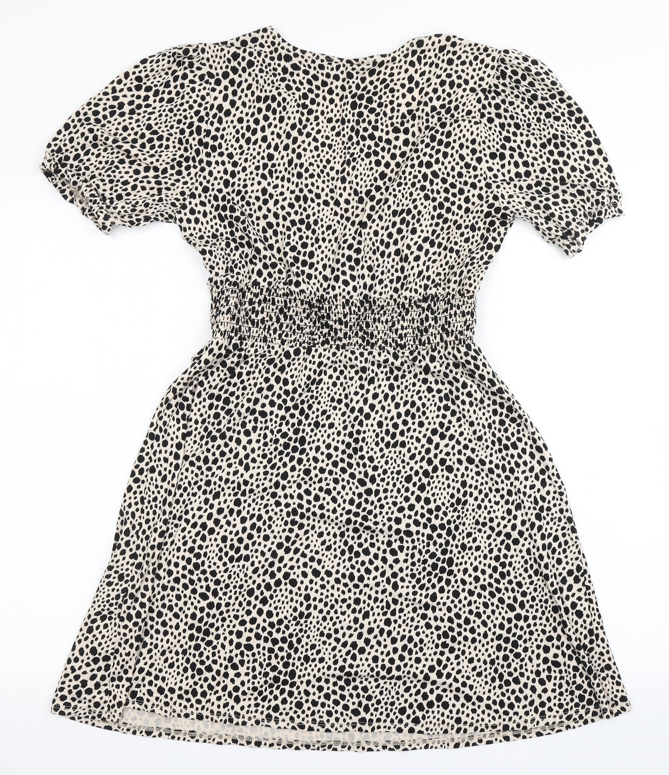 Dorothy Perkins Womens Brown  Viscose Skater Dress  Size 10  V-Neck Button