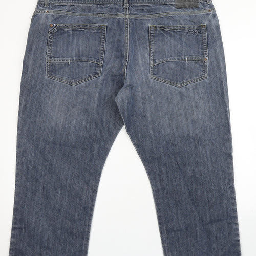 Crosshatch Mens Blue  Cotton Straight Jeans Size 46 L24 in Regular Button