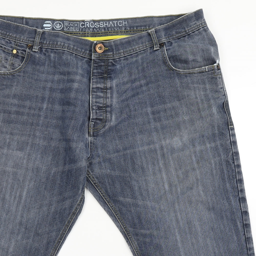 Crosshatch Mens Blue  Cotton Straight Jeans Size 46 L24 in Regular Button