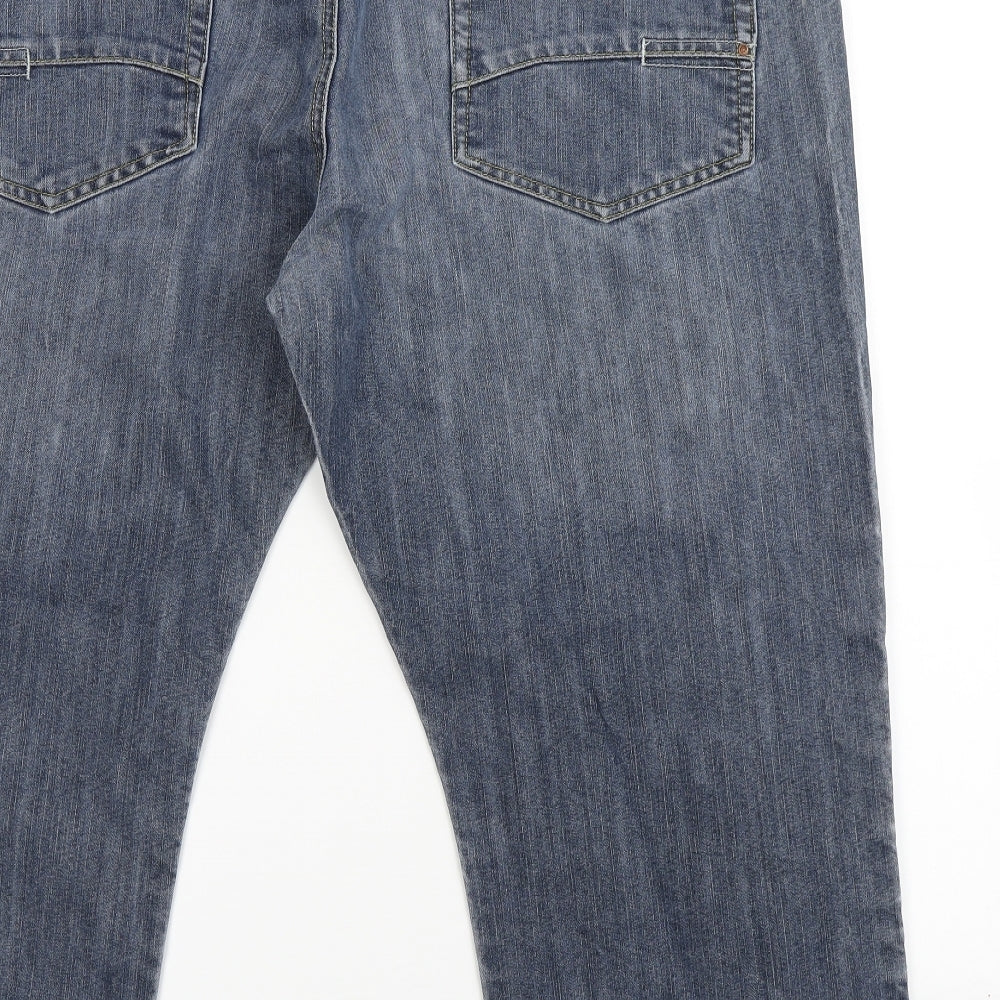 Crosshatch Mens Blue  Cotton Straight Jeans Size 46 L24 in Regular Button