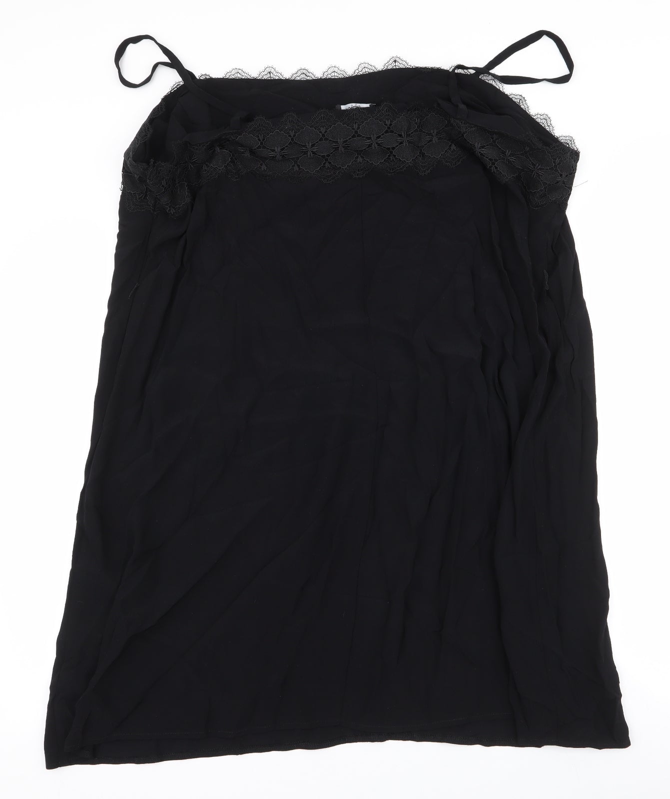 New Look Womens Black Floral Viscose Basic Blouse Size 28 Square Neck