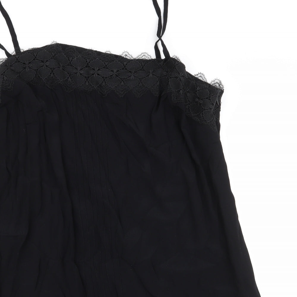 New Look Womens Black Floral Viscose Basic Blouse Size 28 Square Neck