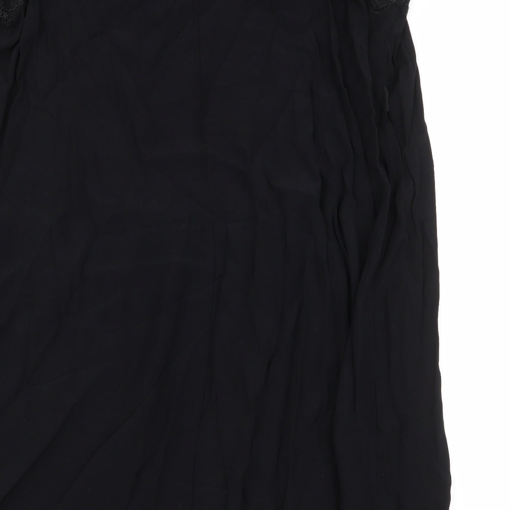 New Look Womens Black Floral Viscose Basic Blouse Size 28 Square Neck