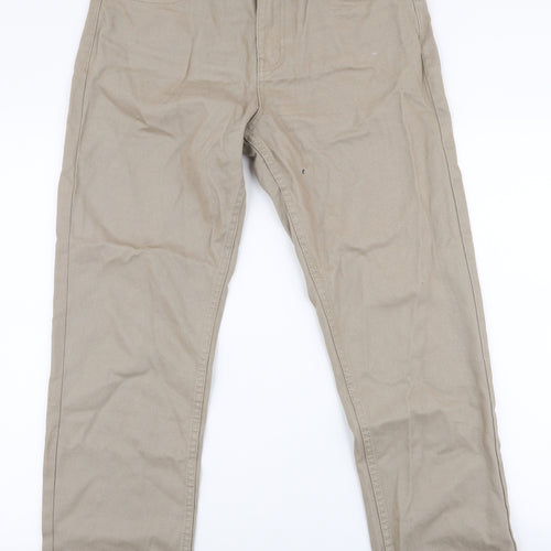 Life & Glory Mens Brown  Cotton Chino Trousers Size 32 L29 in Regular Zip