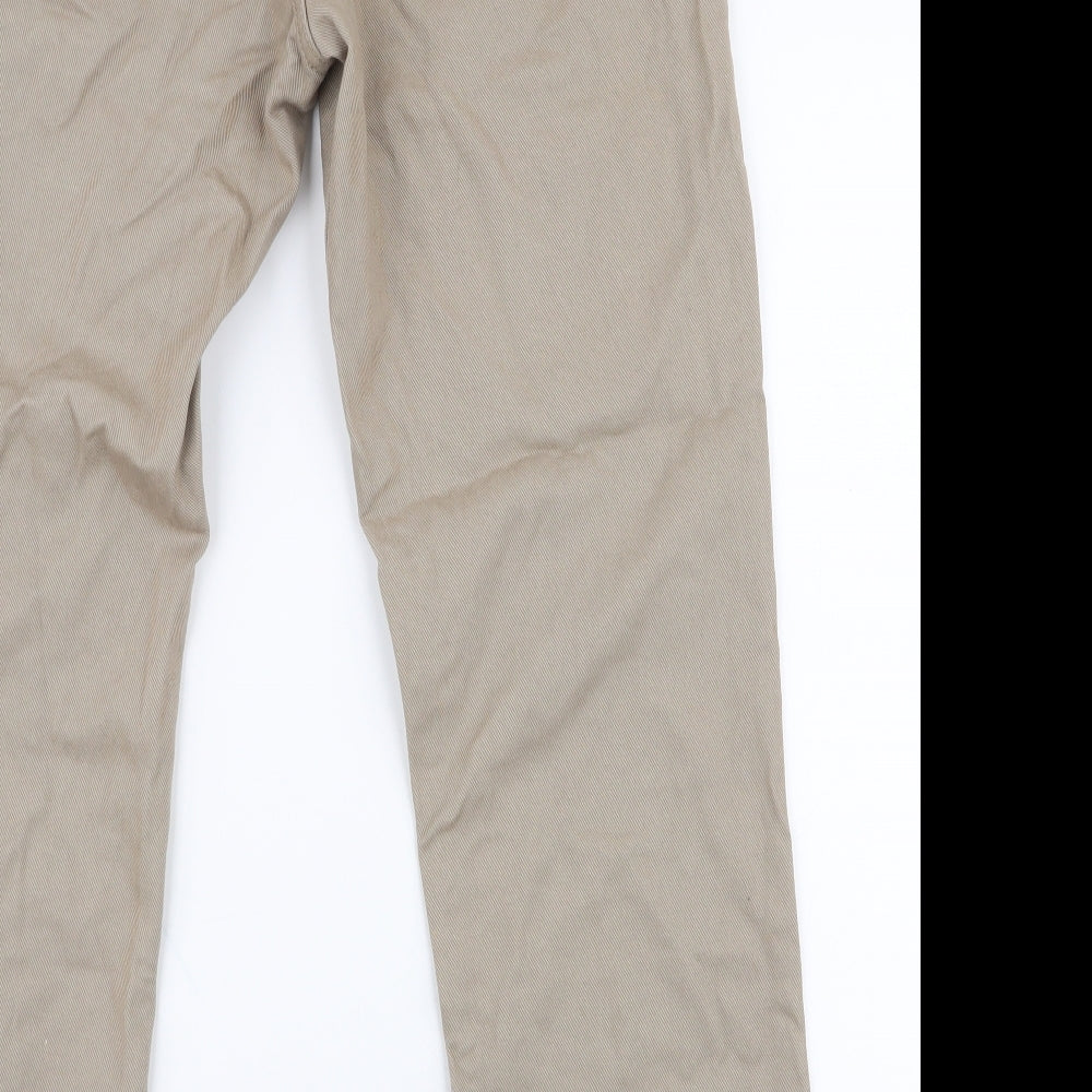 Life & Glory Mens Brown  Cotton Chino Trousers Size 32 L29 in Regular Zip