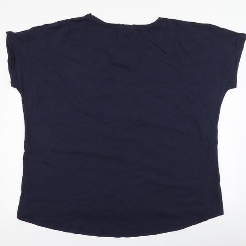 Yours Womens Blue  100% Cotton Jersey T-Shirt Size 26 Round Neck