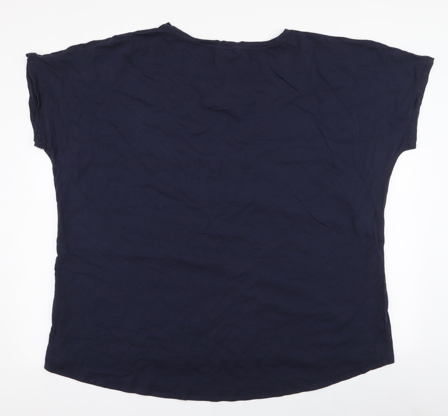 Yours Womens Blue  100% Cotton Jersey T-Shirt Size 26 Round Neck
