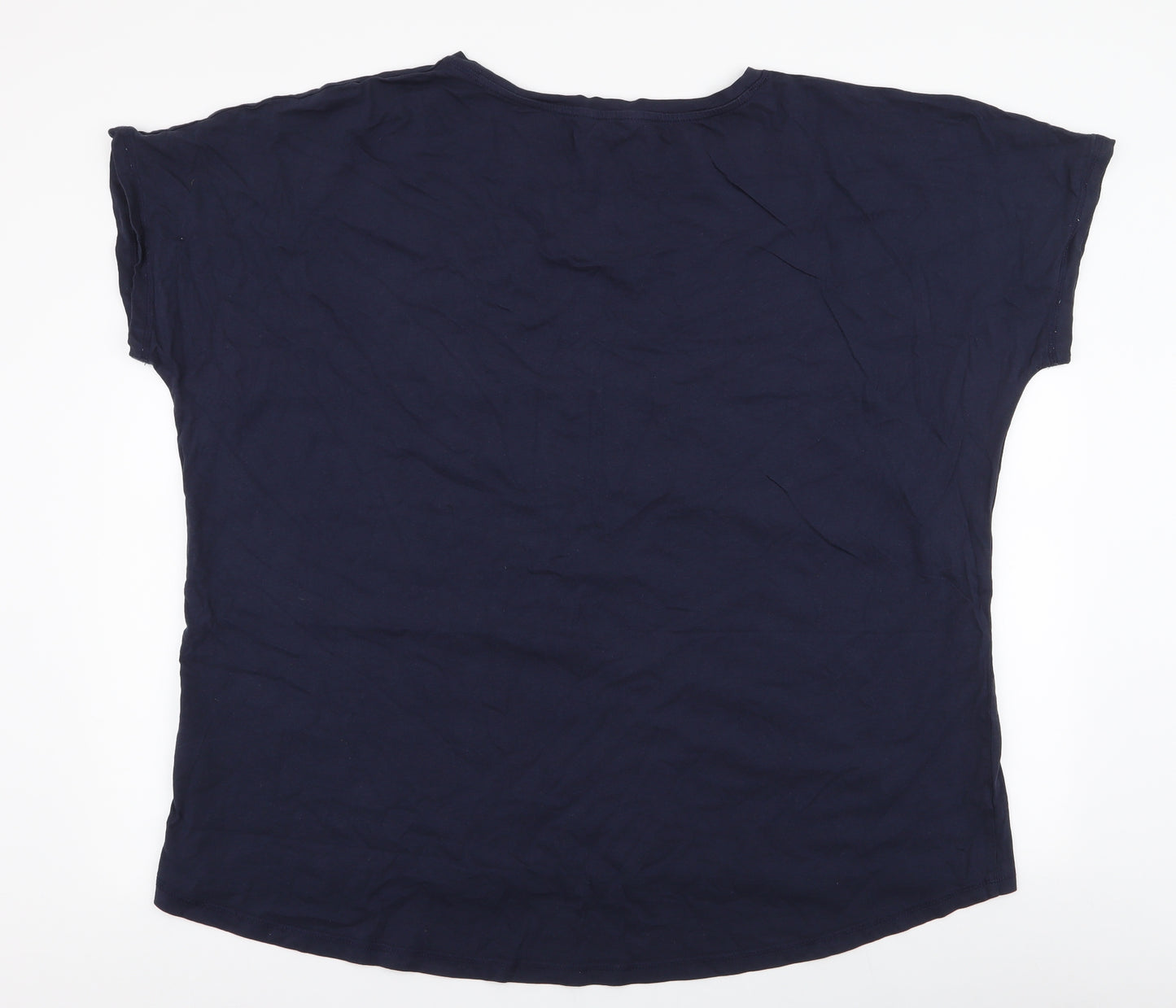 Yours Womens Blue  100% Cotton Jersey T-Shirt Size 26 Round Neck