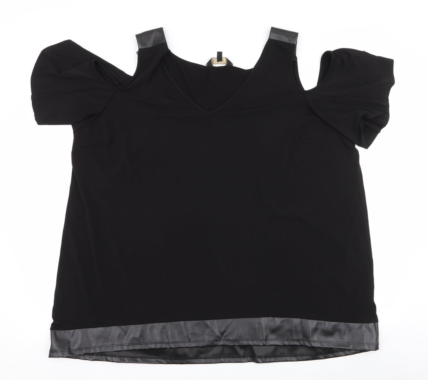 Lipsy London  Womens Black  Polyester Jersey Tank Size 22 Round Neck - cold shoudler