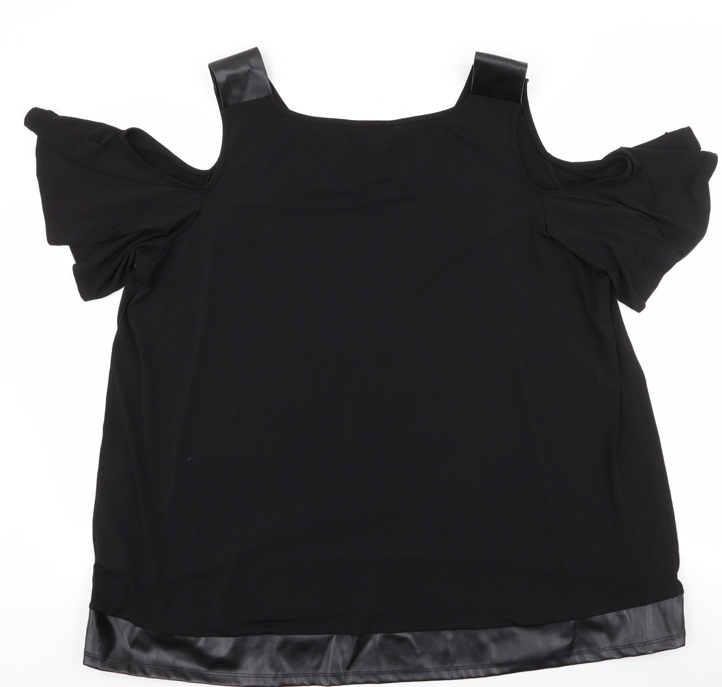 Lipsy London  Womens Black  Polyester Jersey Tank Size 22 Round Neck - cold shoudler