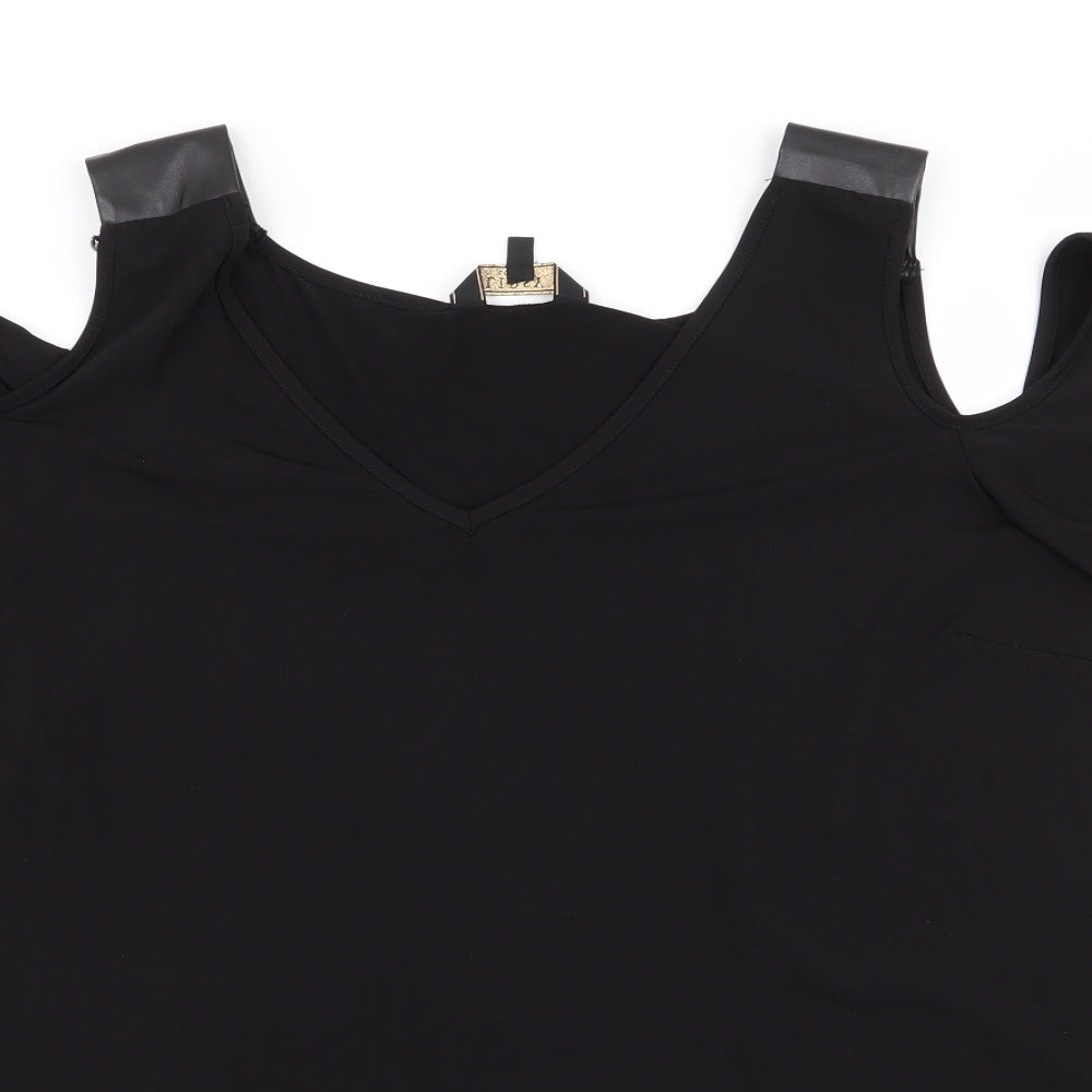 Lipsy London  Womens Black  Polyester Jersey Tank Size 22 Round Neck - cold shoudler