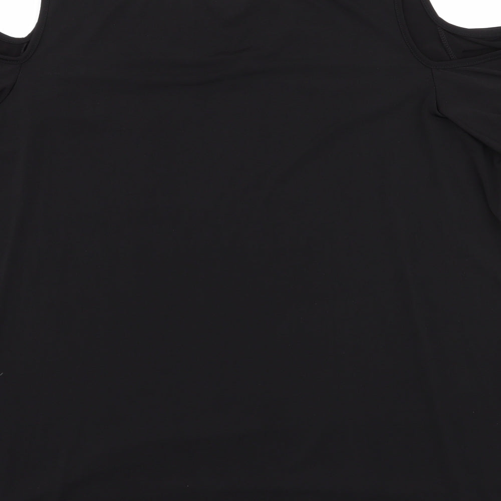 Lipsy London  Womens Black  Polyester Jersey Tank Size 22 Round Neck - cold shoudler